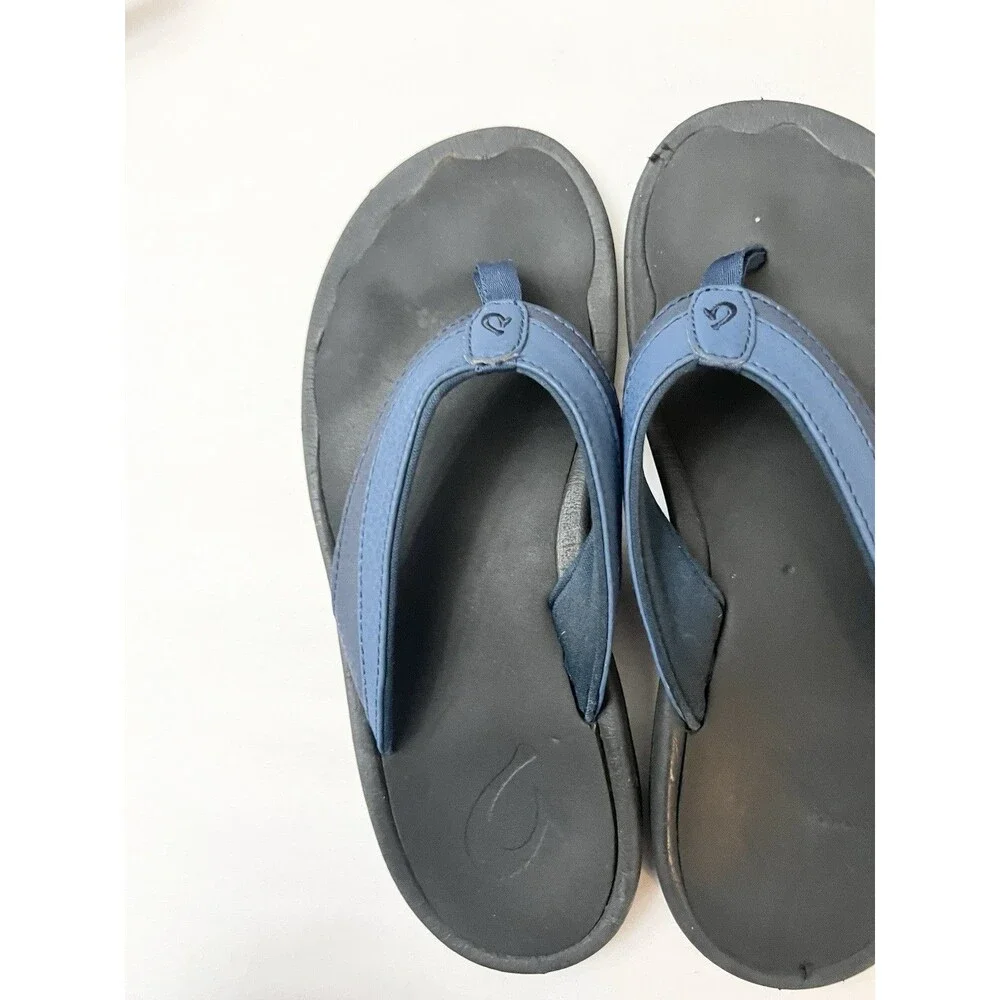 OluKai Ohana Women Sandal Size 6 Casual Beach Flip Flop Blue Synthetic